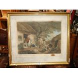 A Victorian print entitled 'The Warrener' missing glass