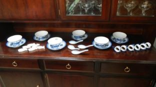 A 6 place Japanese blue & white soup set