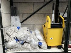 A commercial SIR lady mop bucket and a large quantity of mop heads