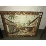 An oil on board of Village scene signed but indistinct,