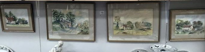 4 watercolours of Norfolk rural scenes signed D.C.