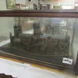 A fretwork model of Lincoln Cathedral in glass case, a/f.