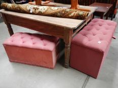 2 pink fabric bedroom blanket boxes