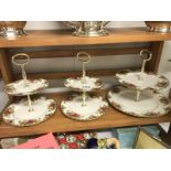 3 Royal Albert Old Country Roses cake stands