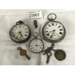 3 silver pocket watches