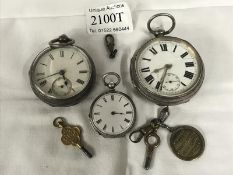 3 silver pocket watches