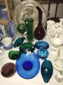 11 items of Art Glass including vases and bowls