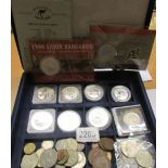 9 Australian silver dollars and other Australian coins.