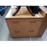 An oak 2 drawer filing cabinet