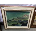 An oil on canvas Swiss Landscape with Mountains signed F Durrwange
