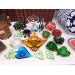 A quantity of assorted items of coloured art glass etc.