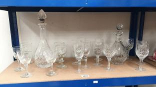 2 glass decanters and 3 sets of glasses