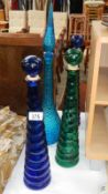 4 coloured glass chemist bottles