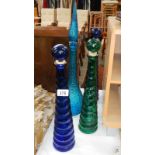 4 coloured glass chemist bottles