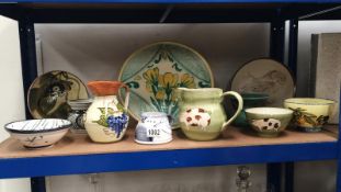 A mixed lot of studio pottery including some Cornish