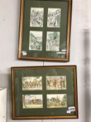 2 framed and glazed sets of 4 prints of various English town and country scenes (8 prints in total)