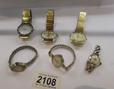 3 Gent's wrist watches including a Rotary and 3 ladies wrist watches including an Ingersol.