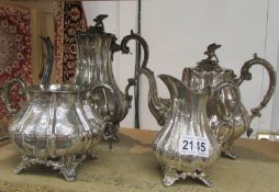 A 4 piece silver plated tea set.