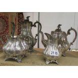 A 4 piece silver plated tea set.