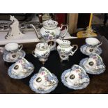 A boxed Dutch fine porcelain hand painted tea set (box a/f)