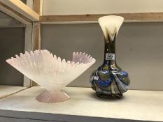 A Murano glass bowl A/F and a Murano glass vase