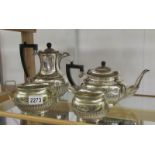 A 4 piece silver plate tea set.