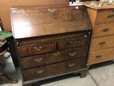 A 19th Century oak bureau with 2over 2 drawers A/F