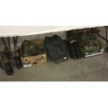 2 kits bags including haversack, 2 water bottles, helmet, 2 pair of boots, 2 pair of holes,