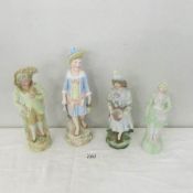 4 Continental bisque figurines.