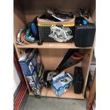 2 shelves of electric hand tools