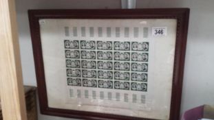 A dated 10/4/1956 sheet of proof stamps 1F for Royal Wedding of Princess Grace of Monaco in glazed