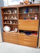 2 teak effect wall units