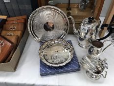 A quantity of silver plate including Lincoln Cathedral plaque, coffee pot etc.