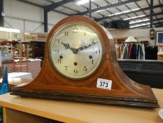 An Edwardian inlaid Westminster chime mantle clock