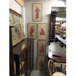 A set of 5 framed and glazed Thai pictures