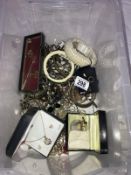 A box of costume jewellery including bangles