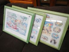 3 framed and glazed nursery prints