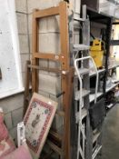 An artists easel, pine towel rail,