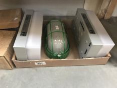 3 outside / emergency lights consisting of 2 boxed Briklite Brik NM/3 lights and 1 other