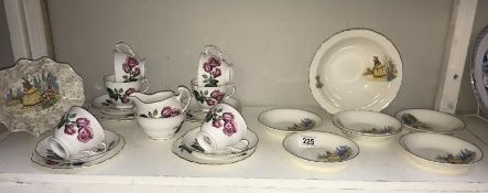 A Royal Vale tea set and Crinoline lady fruit set