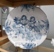 A V. Mazzotti Abisola blue and white plate depicting cherubs, approximately 27.