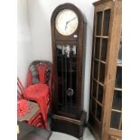 An art deco Enfield oak long case 3 weight clock