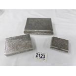 3 silver boxes, all stamped 925. in various sizes, total weight 356 grams / 12.5 ounces.