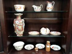 A Japanese vase and various Japanese bowls, 2 teaware items,