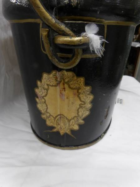 An old black painted bucket with oriental scene,. - Image 4 of 5