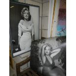 A framed and glazed picture of Marilyn Monroe and Marilyn Monroe posters.
