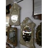 A pair of 15/16th century Russian carved shell mirrors, both a/f, approximately 84 x 48 cm.