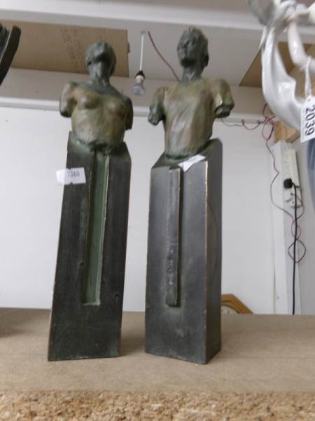 A pair of modern interlocking sculptures signed Mira. - Image 2 of 2