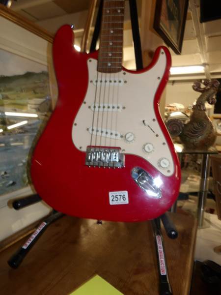 A Squire Strat by Fender electric guitar, (neck straight, - Image 2 of 3