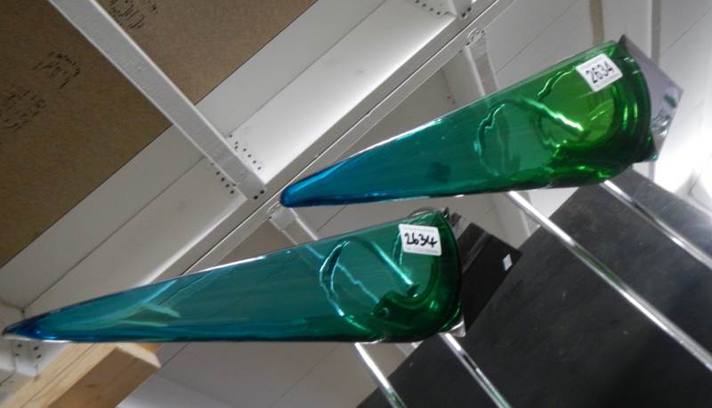A pair of 1980's Murano Arcadia floor lamps with green glass shades. - Image 4 of 5